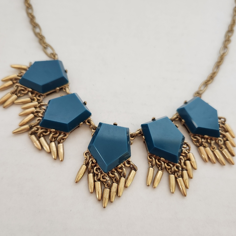 J.Crew Brutalist Teal Lucite Necklace